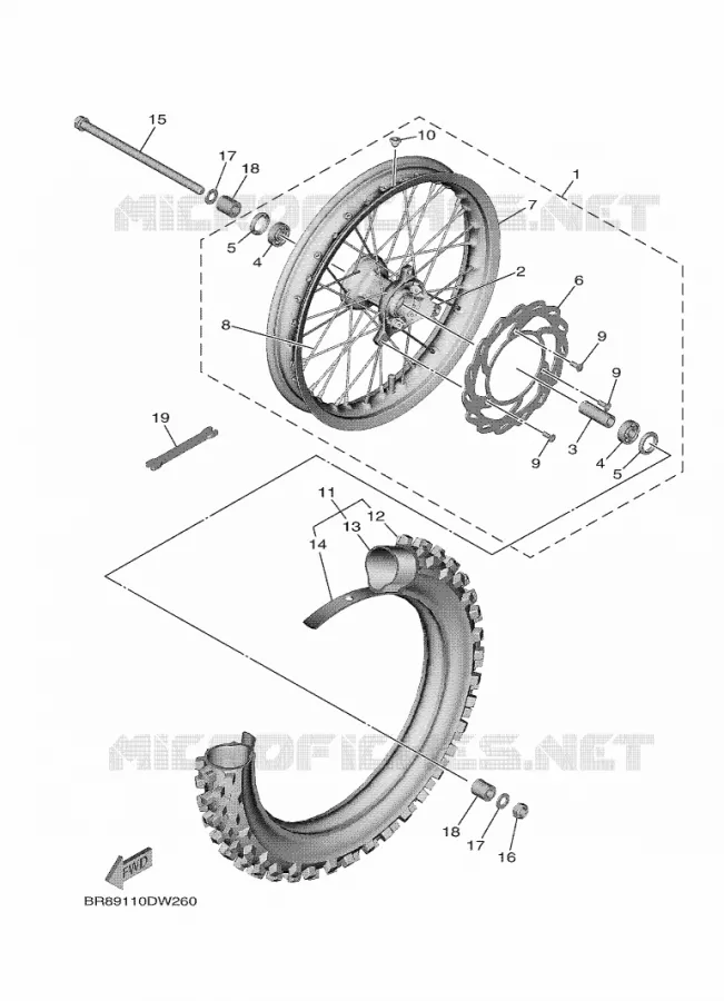 ROUE AVANT Yamaha MOTO 65 2024 YZ  YZ65