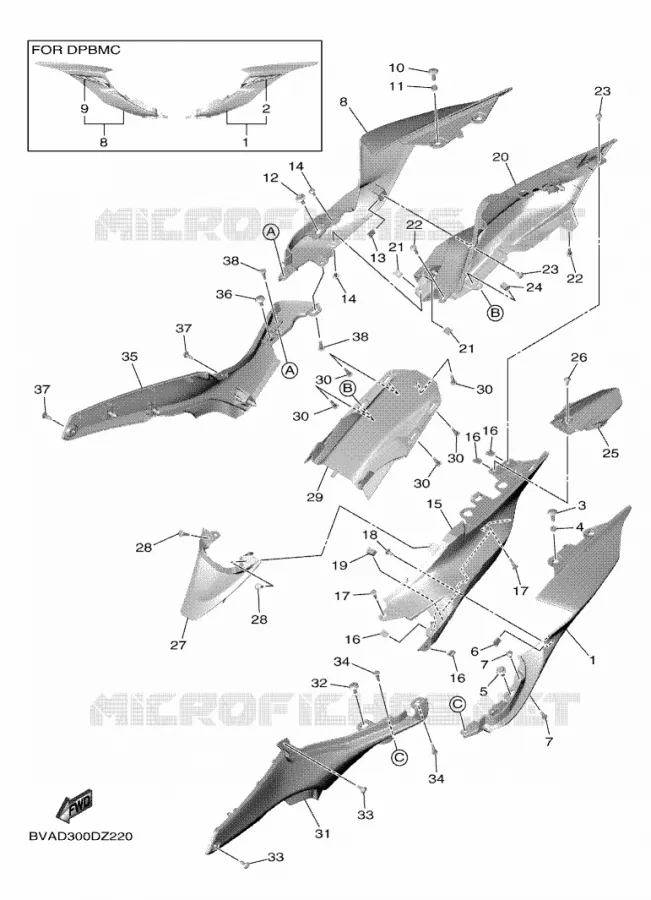 COUVERCLE LATERAL Yamaha MOTO 700 2024 R7  YZF690