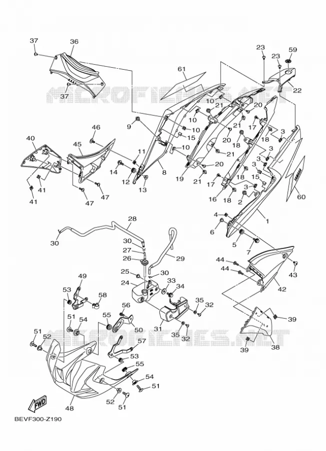COUVERCLE LATERAL Yamaha MOTO 300 2024 MT  MTN320-A