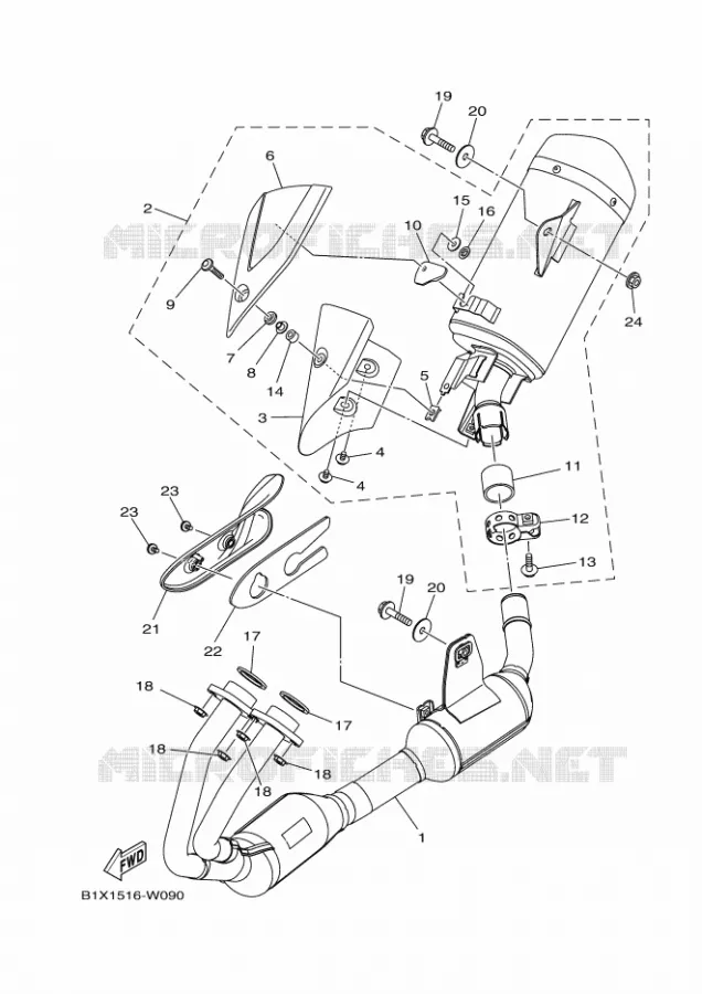 ECHAPPEMENT Yamaha MOTO 300 2024 R3  YZF320-A