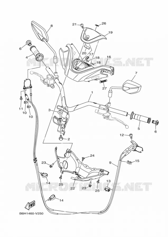 GUIDON ET CABLES Yamaha SCOOTER 155 2024 NMAX  GPD155-A