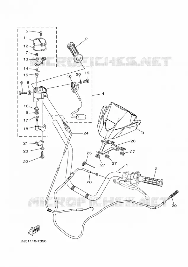 GUIDON ET CABLES Yamaha QUAD 450 2024 KODIAK  YFM450FWB
