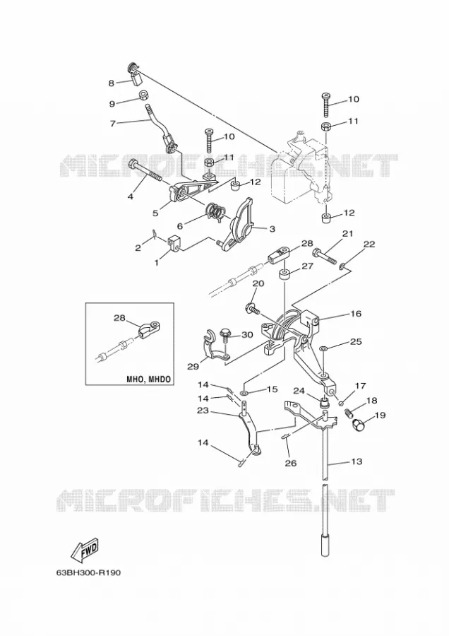 COMMANDE D'ACCELERATEUR Yamaha OUTBOARD ENGINES 40hp (29.4kW) 2018 40  40VMHOS