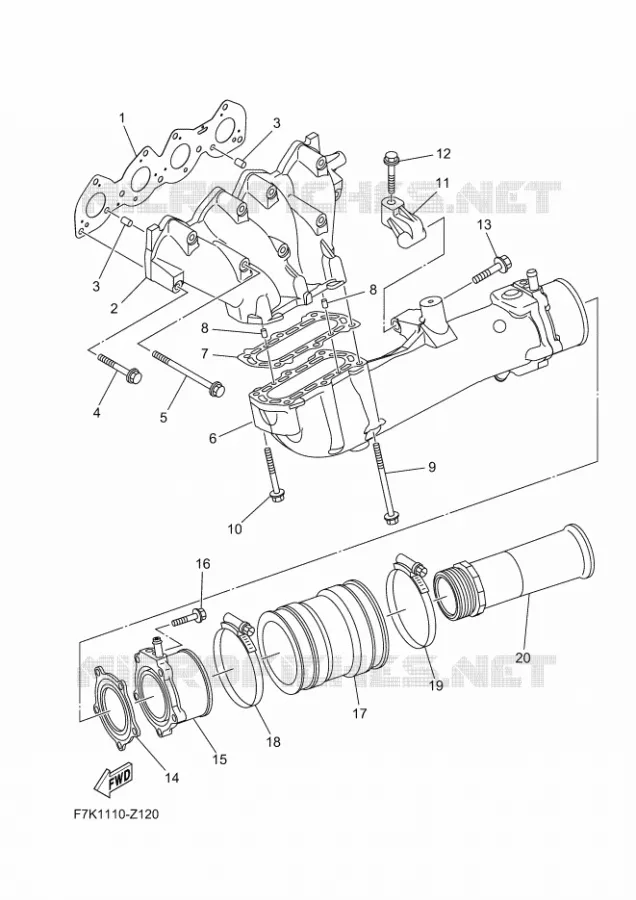 ECHAPPEMENT 1 Yamaha WAVERUNNER 1900 2024 GP  GP1900A-A