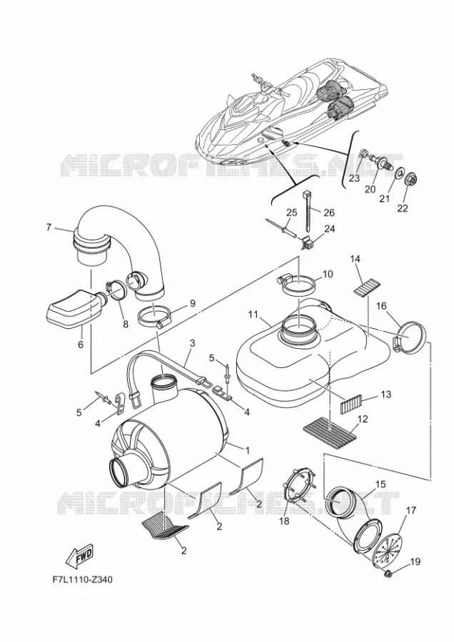 ECHAPPEMENT 3 Yamaha WAVERUNNER 1900 2024 GP  GP1900B-A