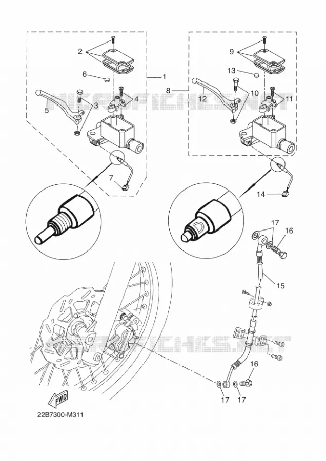 MAITRE CYLINDRE DE FREIN AVANT Yamaha MOTO 125 2010 WR-R  WR125R