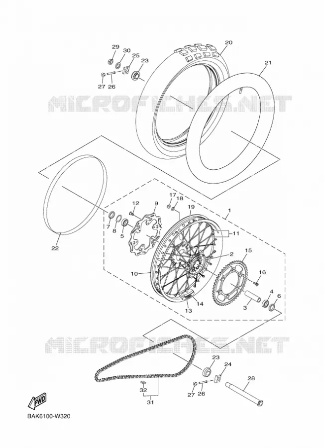 ROUE ARRIERE Yamaha MOTO 250 2024 WRF  WR250F