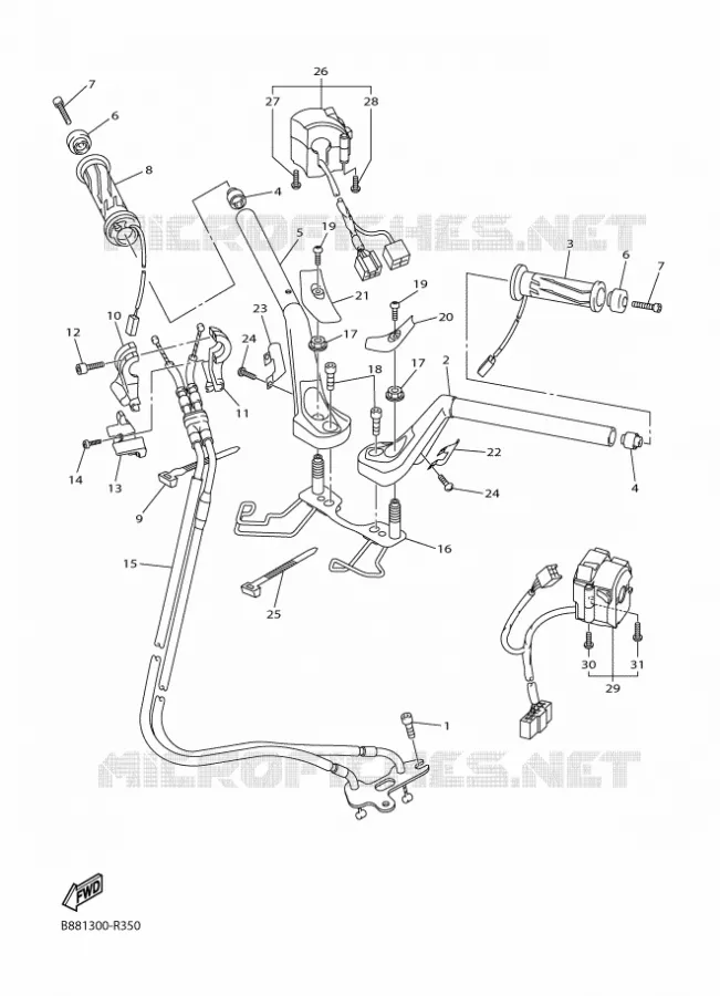 GUIDON ET CABLES Yamaha MOTO 1300 2024 FJR  FJR13AESR / FJR1300-AE