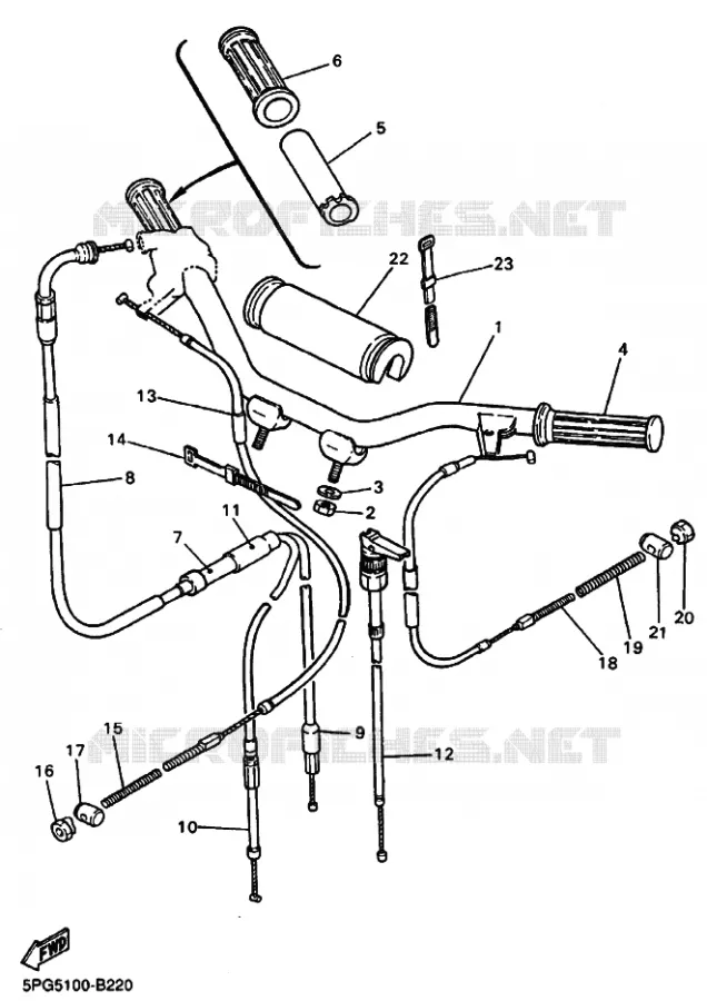 GUIDON ET CABLES Yamaha MOTO 50 2024 PW  PW50R
