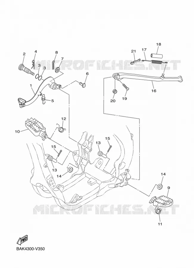 SUPPORT / REPOSE PIEDS Yamaha MOTO 250 2023 WRF  WR250FP