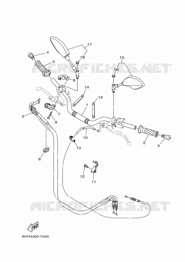 GUIDON ET CABLES Yamaha MOTO 700 2023 MT  MT07AP / MTN690