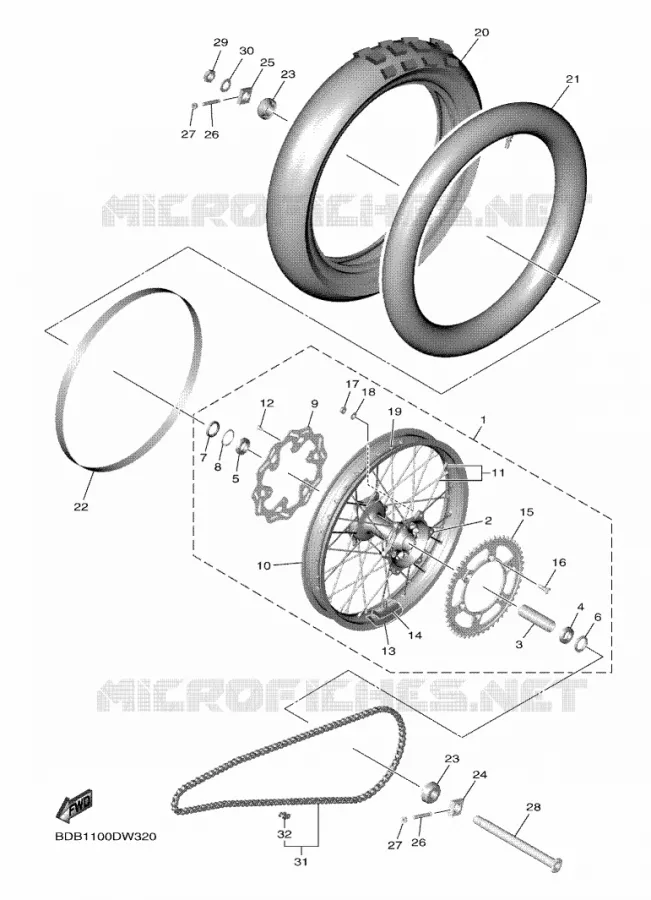 ROUE ARRIERE Yamaha MOTO 450 2023 WRF  WR450FP