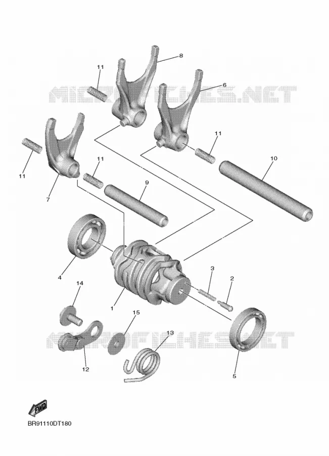 BARILLET DE SELECTION / FOURCHETTES Yamaha MOTO 450 2023 WRF  WR450FP