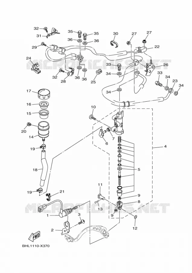 MAITRE CYLINDRE DE FREIN ARRIERE Yamaha MOTO 700 2023 TENERE  XTZ07AP / XTZ690