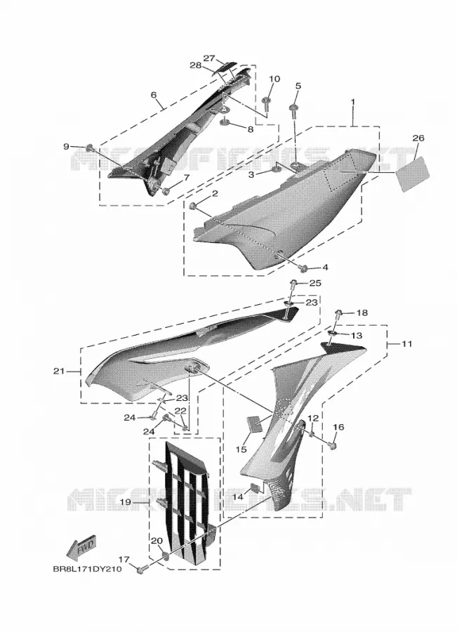 COUVERCLE LATERAL Yamaha MOTO 65 2023 YZ  YZ65P
