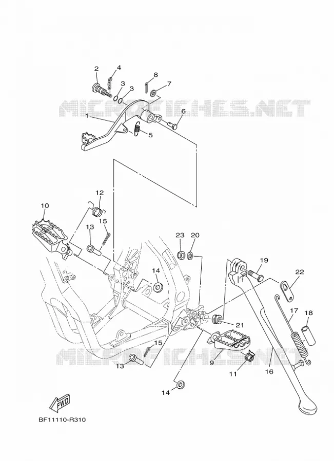 SUPPORT / REPOSE PIEDS Yamaha MOTO 125 2023 YZ  YZ125XP