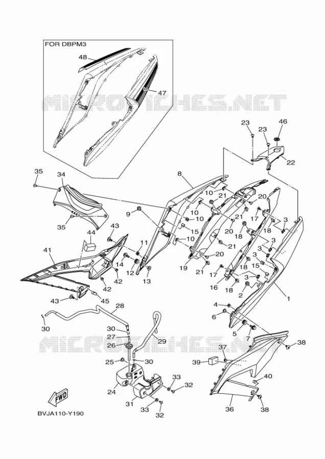 COUVERCLE LATERAL Yamaha MOTO 300 2023 R3  YZFR3AP / YZF320-A