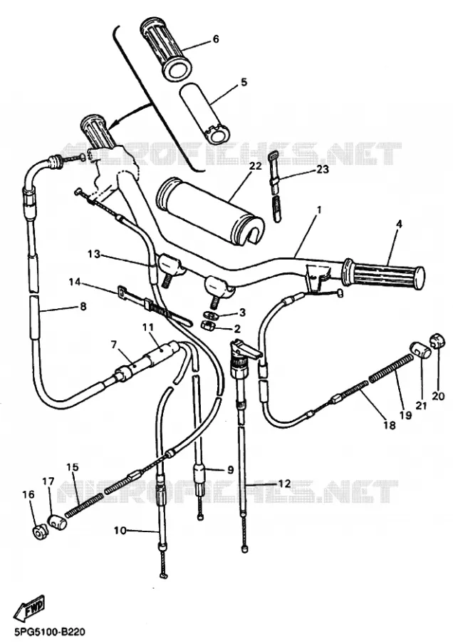GUIDON ET CABLES Yamaha MOTO 50 2022 PW  PW50N