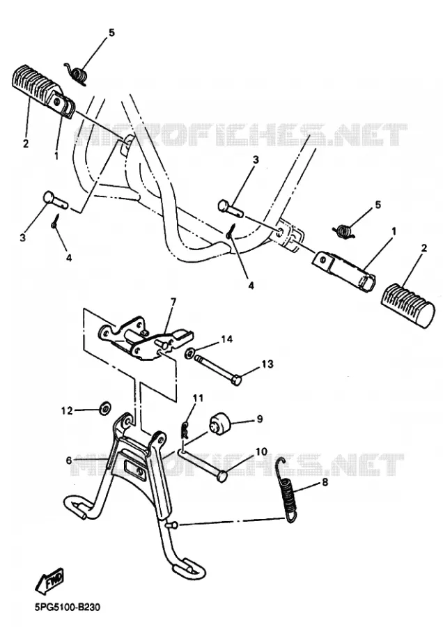 SUPPORT / REPOSE PIEDS Yamaha MOTO 50 2022 PW  PW50N