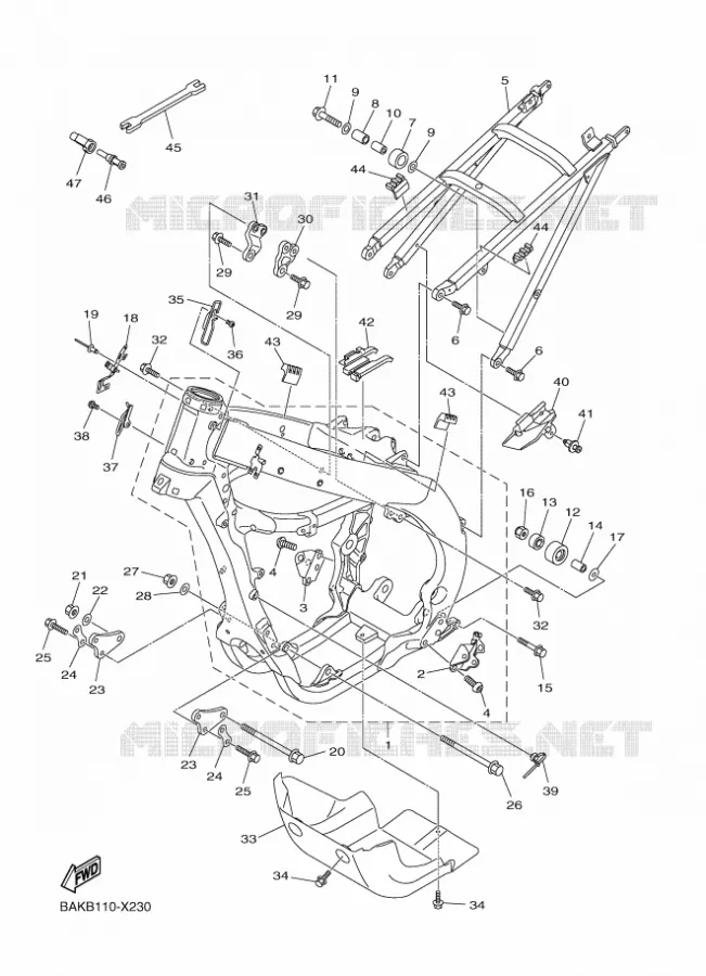 CADRE Yamaha MOTO 250 2022 WRF  WR250FN