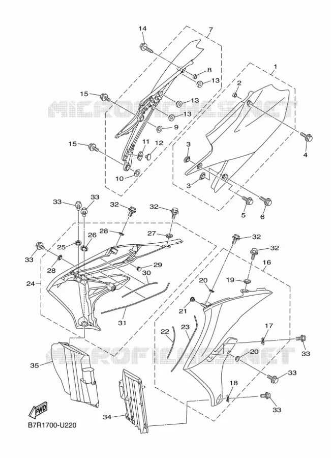 COUVERCLE LATERAL Yamaha MOTO 250 2022 WRF  WR250FN