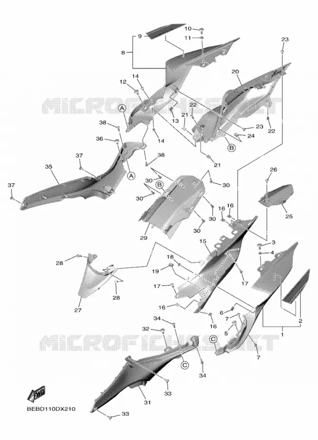 COUVERCLE LATERAL Yamaha MOTO 700 2022 R7  YZFR7AN / YZF690