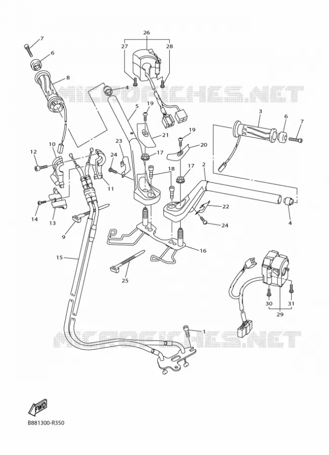 GUIDON ET CABLES Yamaha MOTO 1300 2022 FJR  FJR13AESN / FJR1300-AE