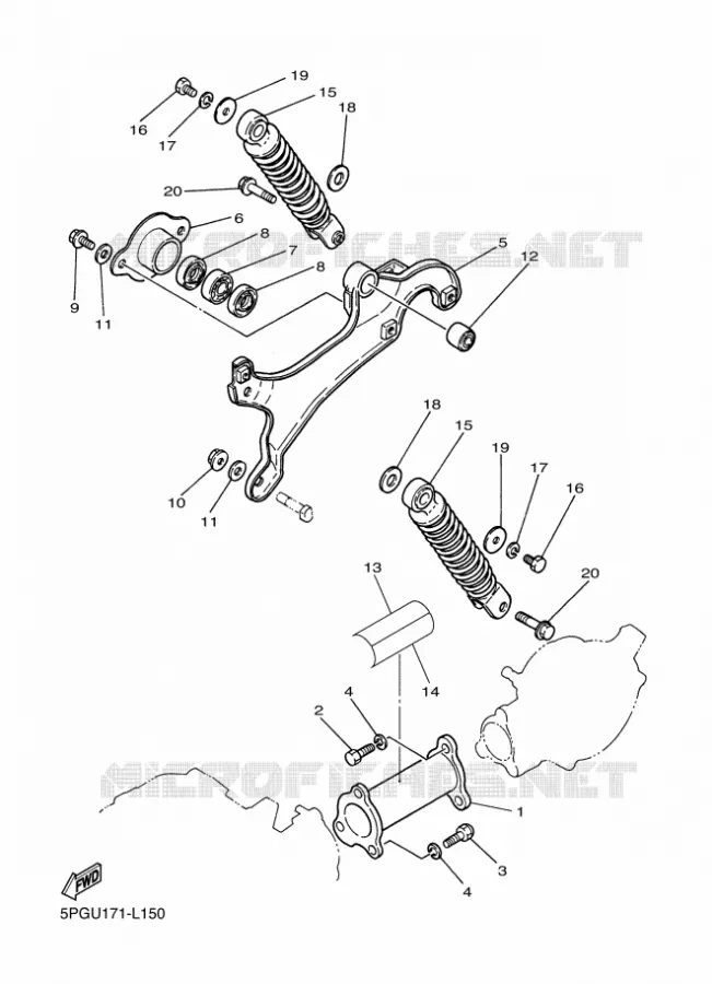 BRAS OSCILLANT / AMORTISSEUR Yamaha MOTO 50 2021 PW  PW50ML