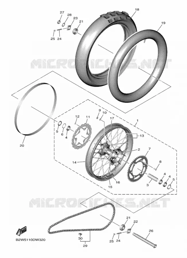ROUE ARRIERE Yamaha MOTO 250 2021 YZF  YZ250FMX