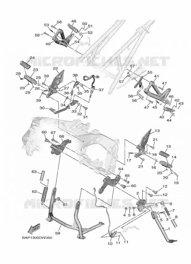 SUPPORT / REPOSE PIEDS Yamaha MOTO 900 2021 TRACER  MTT890D