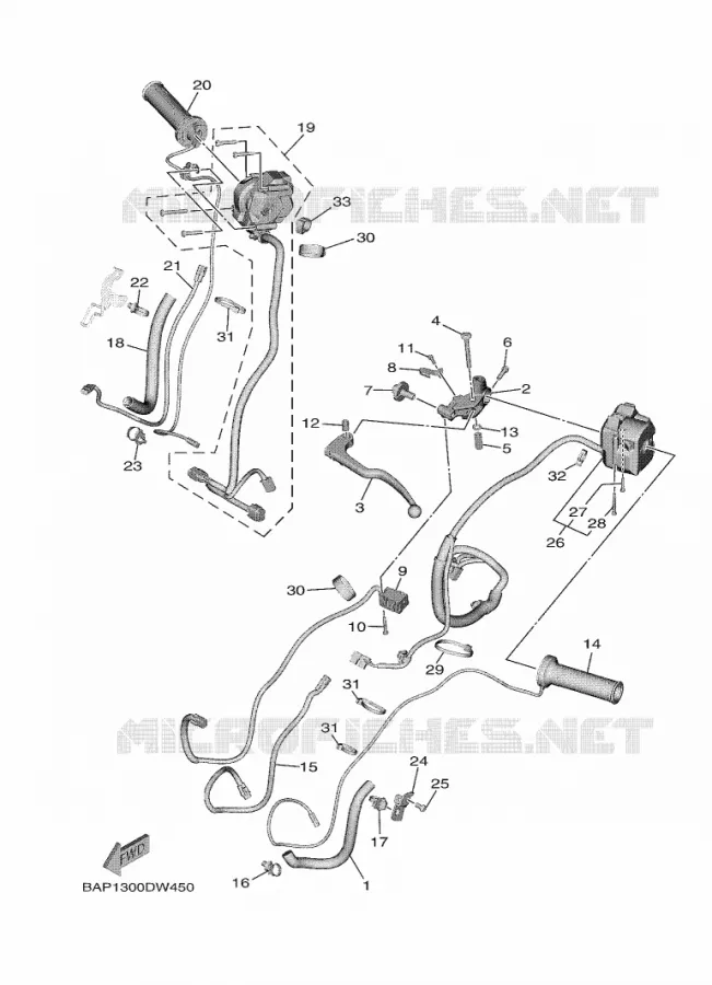 COMMODO / LEVIER Yamaha MOTO 900 2021 TRACER  MTT890D