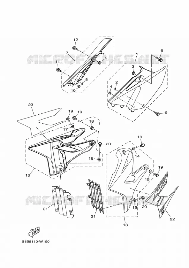 COUVERCLE LATERAL Yamaha MOTO 250 2021 YZ  YZ250XML