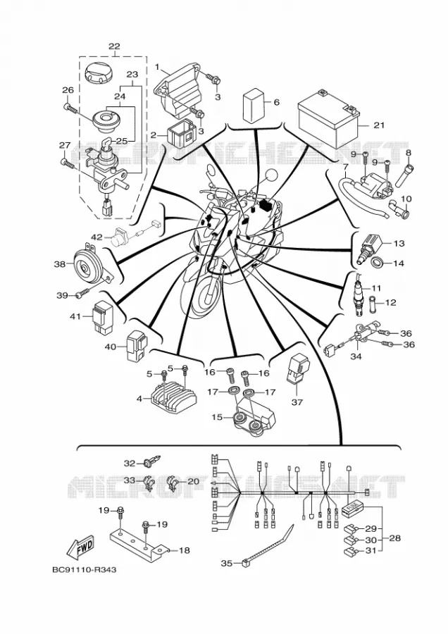 PARTIE ELECTRIQUE 1 Yamaha MOTO 125 2021 BWS  YW125MB/L