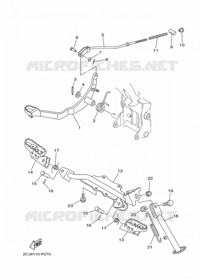 SUPPORT / REPOSE PIEDS Yamaha MOTO 50 2021 TTR  TTR50EML
