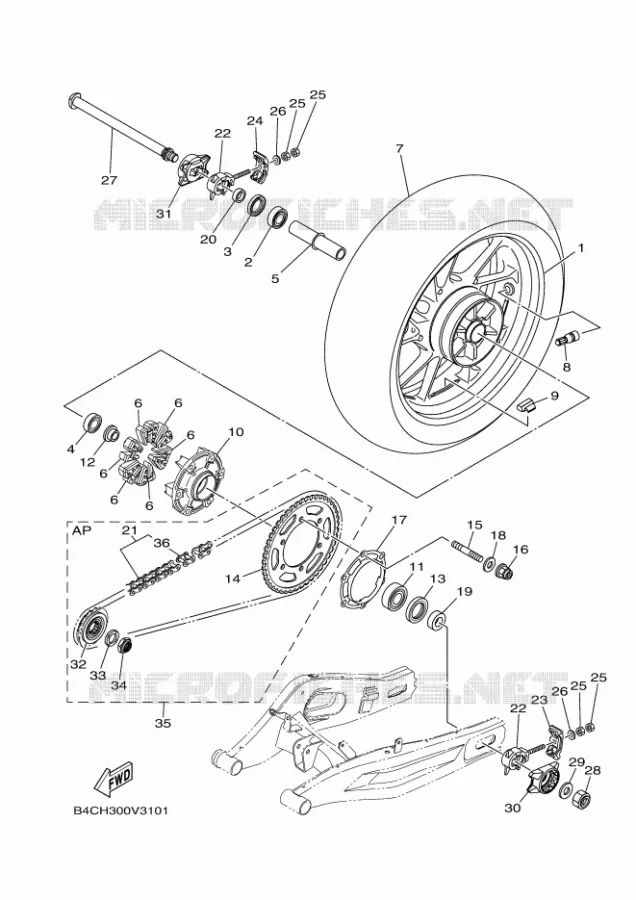 ROUE ARRIERE Yamaha MOTO 450 2020 YZF  YZ450F