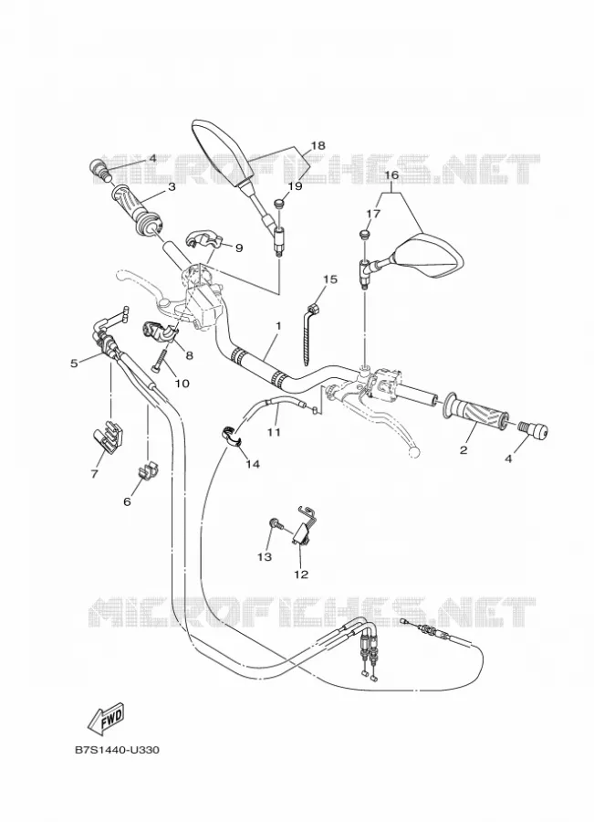 GUIDON ET CABLES Yamaha MOTO 700 2020 MT  MTN690-A