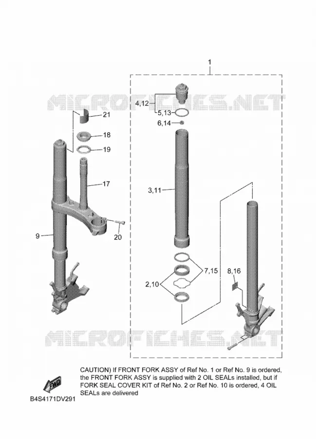 FOURCHE Yamaha MOTO 1000 2020 R1M  YZF1000D