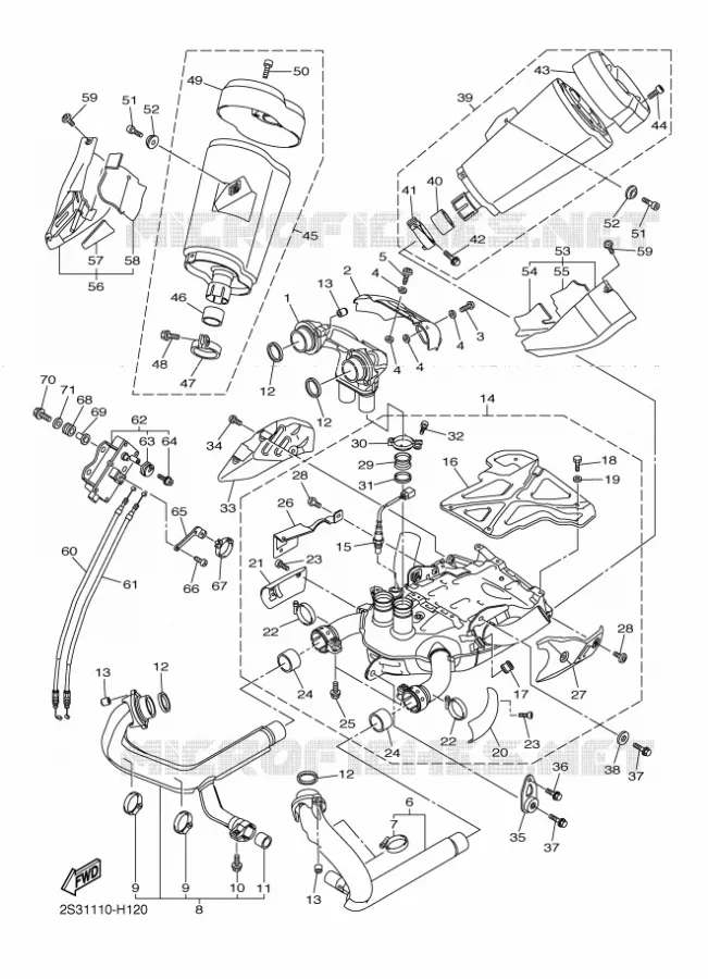 ECHAPPEMENT Yamaha MOTO 1700 2020 VMAX  VMX17AL / VMX17