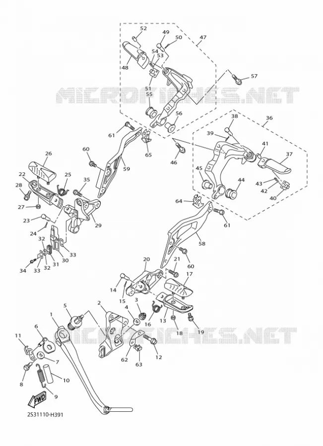 SUPPORT / REPOSE PIEDS Yamaha MOTO 1700 2020 VMAX  VMX17AL / VMX17