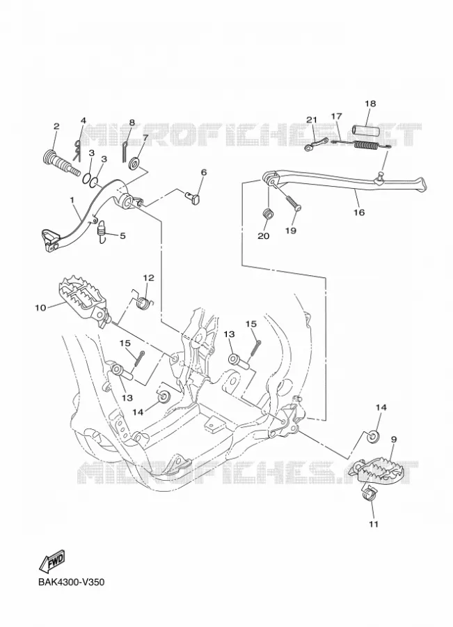 SUPPORT / REPOSE PIEDS Yamaha MOTO 250 2020 WRF  WR250FL
