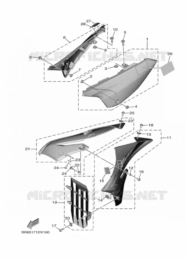 COUVERCLE LATERAL Yamaha MOTO 65 2020 YZ  YZ65