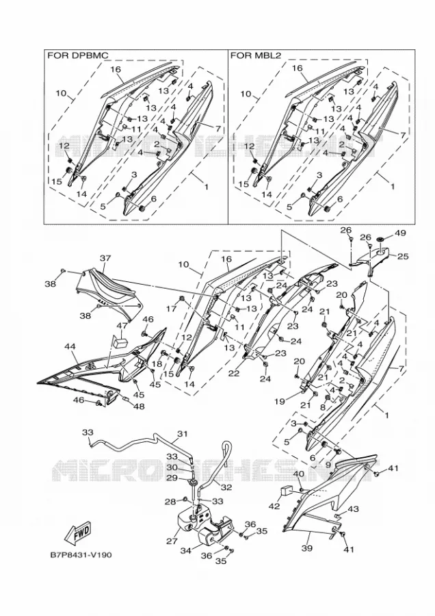 COUVERCLE LATERAL Yamaha MOTO 300 2020 R3  YZFR3AL / YZF320-A