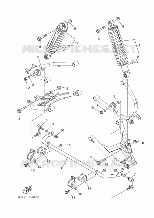 AMORTISSEUR ARRIERE Yamaha SIDE BY SIDE 700 2024 VIKING  YX70MPR / YXM700E