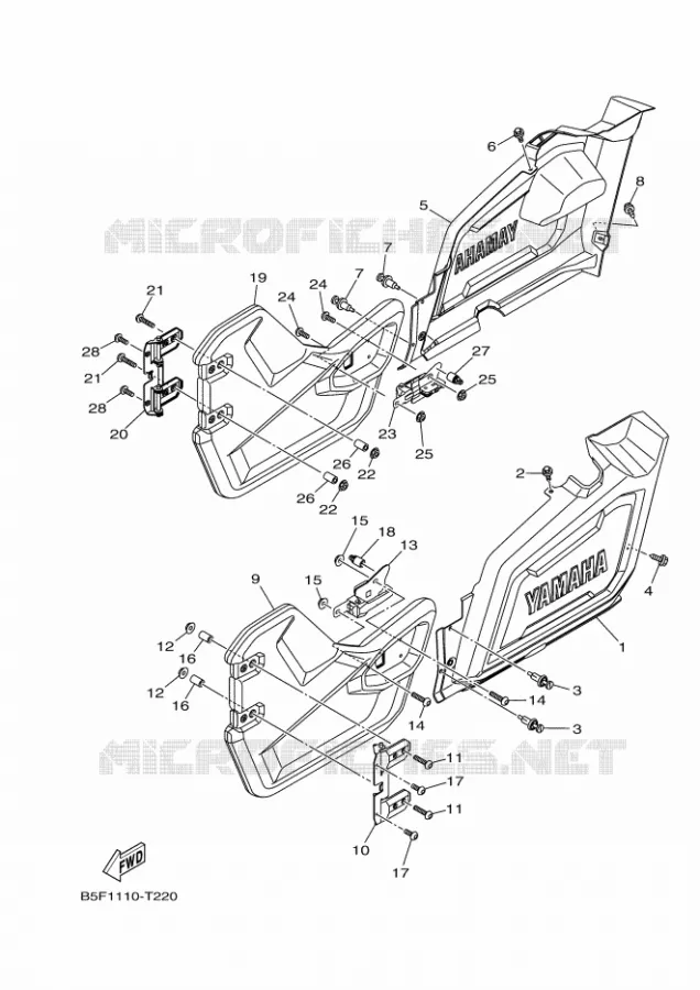 COUVERCLE LATERAL Yamaha SIDE BY SIDE 700 2024 VIKING  YX70MPSR / YXM700ES