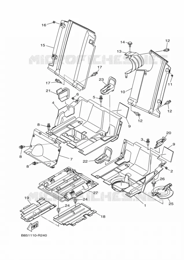 COUVERCLE LATERAL 3 Yamaha SIDE BY SIDE 700 2023 VIKING  YX70CPP / YXC700E