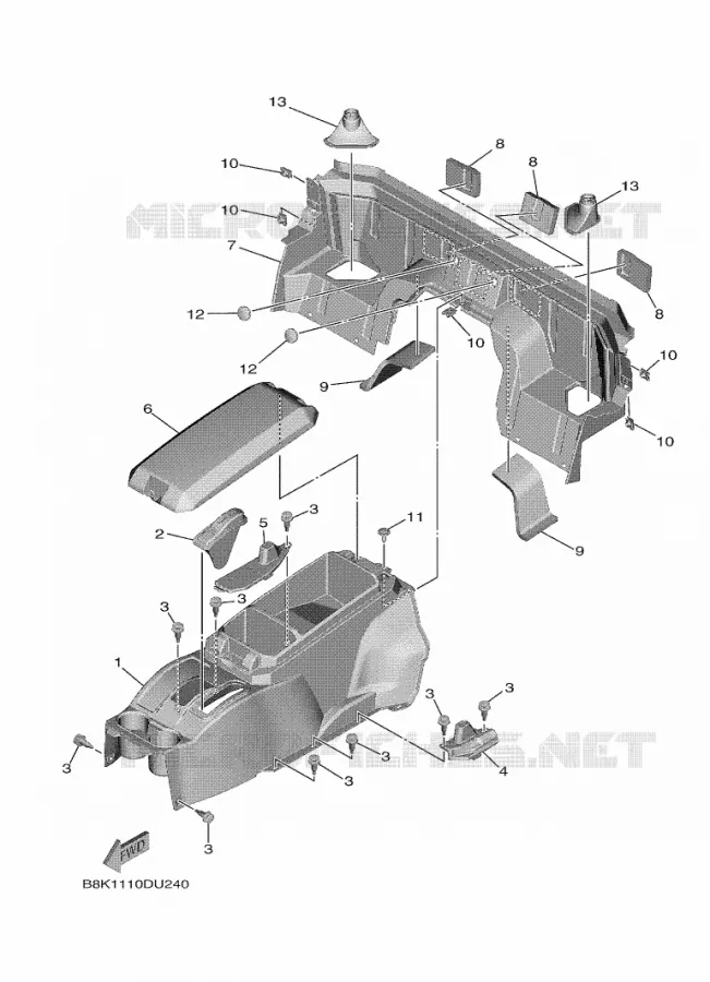 COUVERCLE LATERAL 3 Yamaha SIDE BY SIDE 850 2022 WOLVERINE  YX85EPSN / YXE850ENS