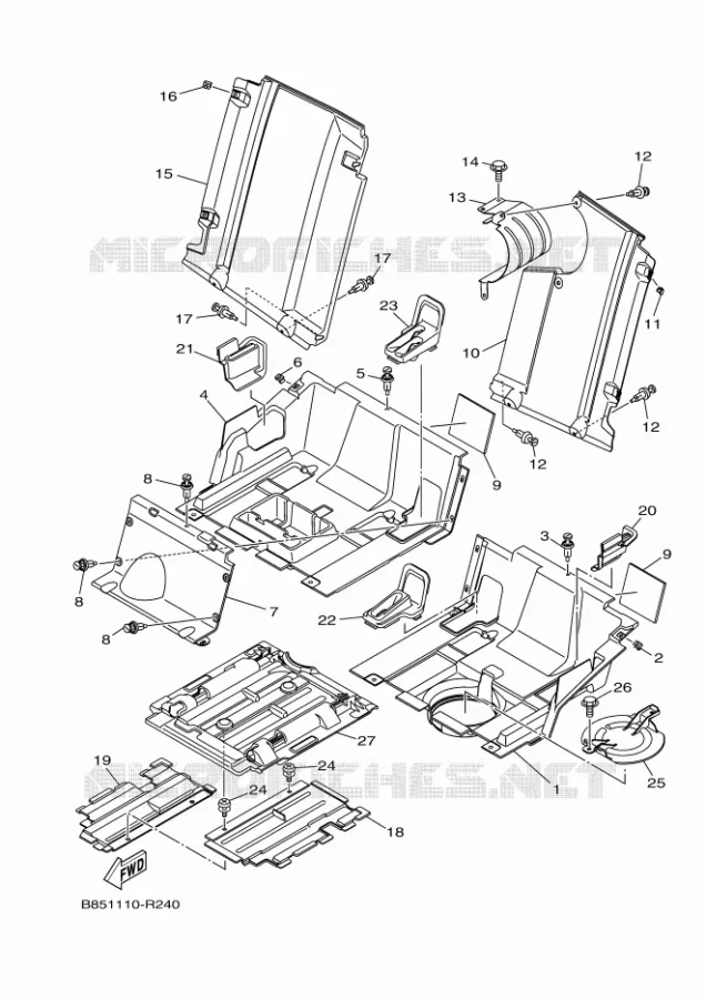 COUVERCLE LATERAL 3 Yamaha SIDE BY SIDE 700 2022 VIKING  YX70CPN / YXC700E