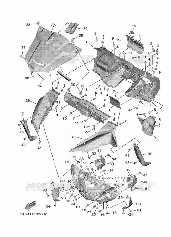 GARDE BOUE AVANT Yamaha SIDE BY SIDE 850 2021 WOLVERINE  YX85EPSM / YXE850ENS