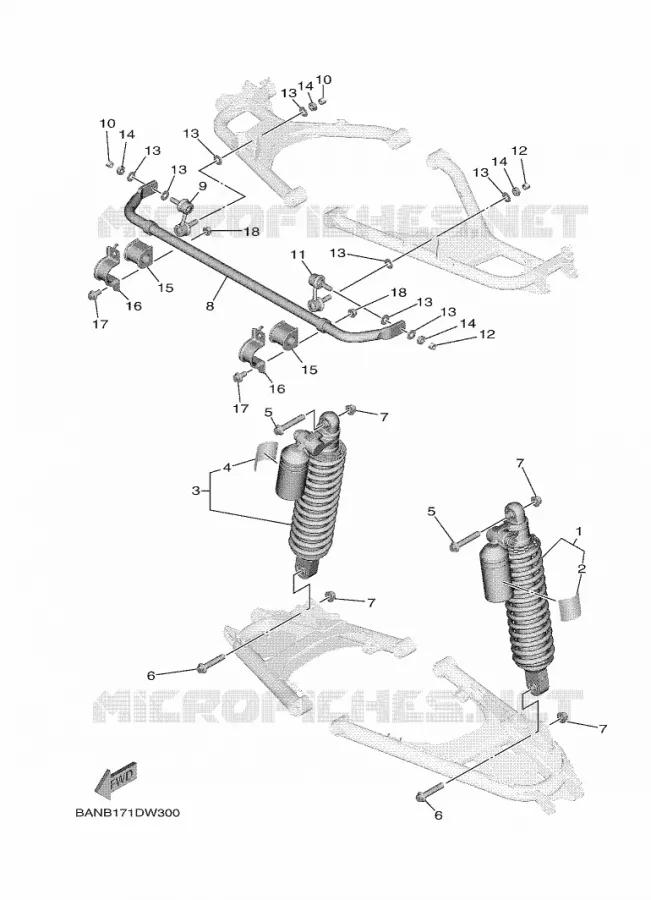 AMORTISSEUR ARRIERE Yamaha SIDE BY SIDE 850 2021 WOLVERINE  YX85EPAM / YXE850EN