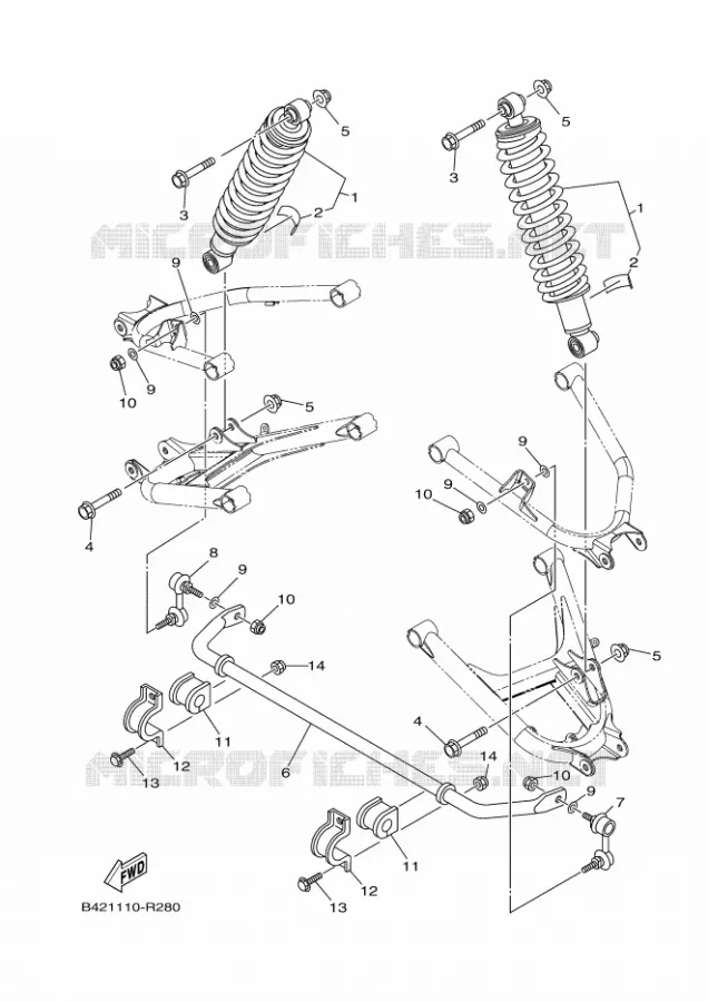 AMORTISSEUR ARRIERE Yamaha SIDE BY SIDE 700 2020 VIKING  YX70MPAL / YXM700E